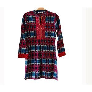 Biba  Tribal Print Three Quarter Sleeve Tunic Top Size S Small NWT Multicolored